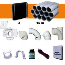 Kit 3 prises carrées noires+ Pvc 15m Kit 3 prises carrées noires avec PVC